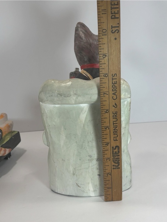 Set Of 2 Hand Carved Painted Wood Cats- Folk Art Whimsical Therapist Kitty Vtg - Picture 12 of 15